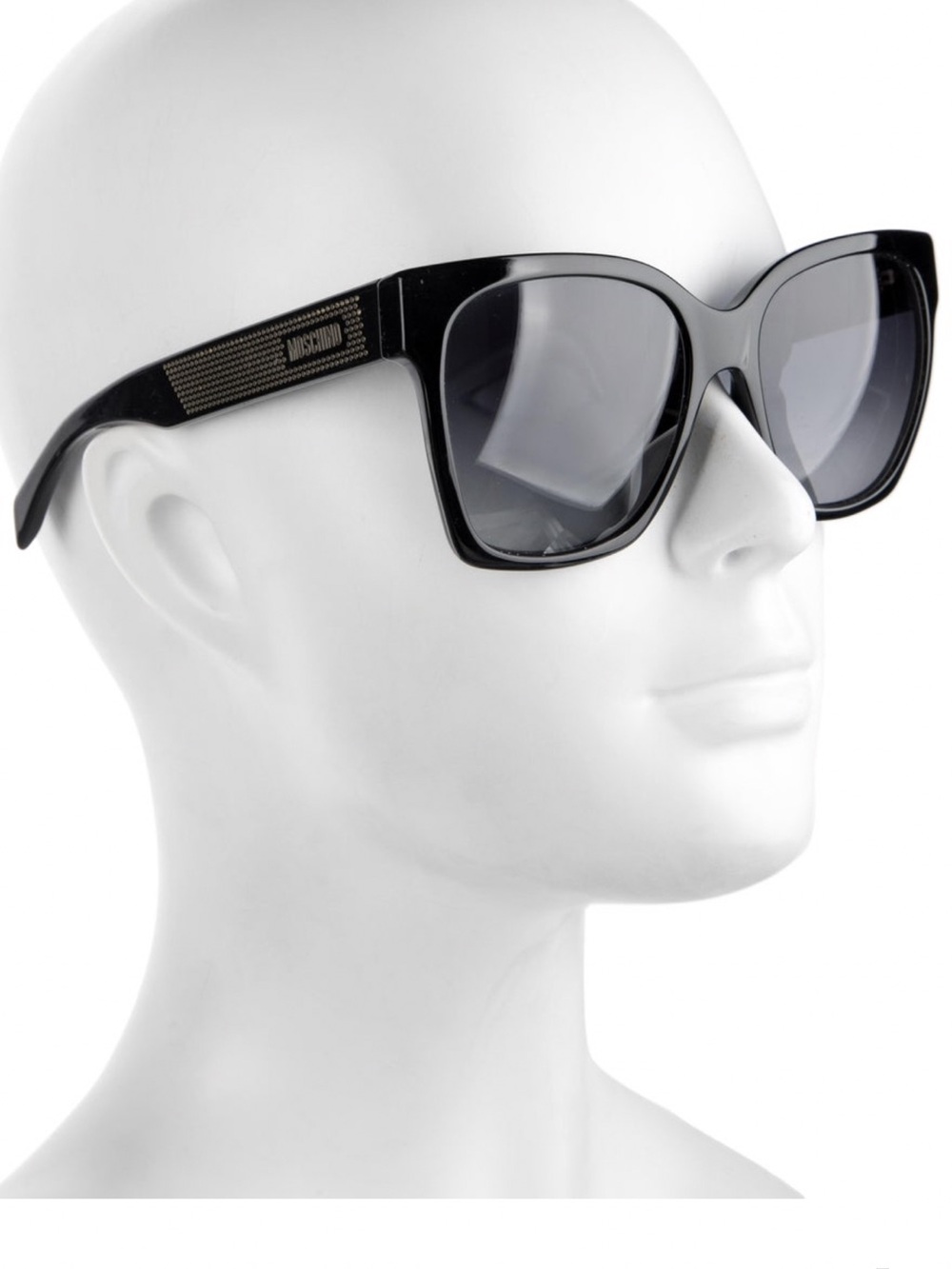 Moschino Black Wayfarer Sunglasses with Gold Logo Detail